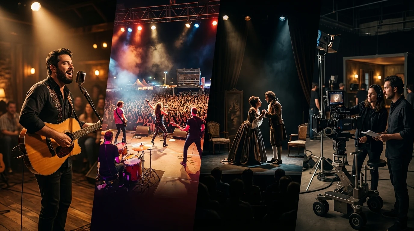 Cantores, bandas em turnê, espetáculos teatrais e produtores de cinema e cultura