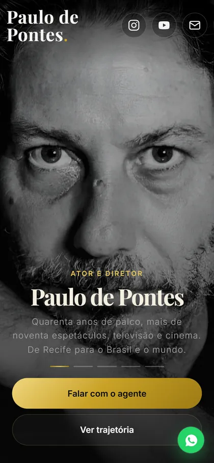 Site AcheMe X do ator Paulo de Pontes no celular