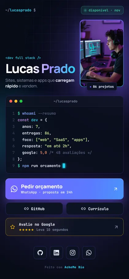 Estilo B20 Terminal Dev — versão Bio