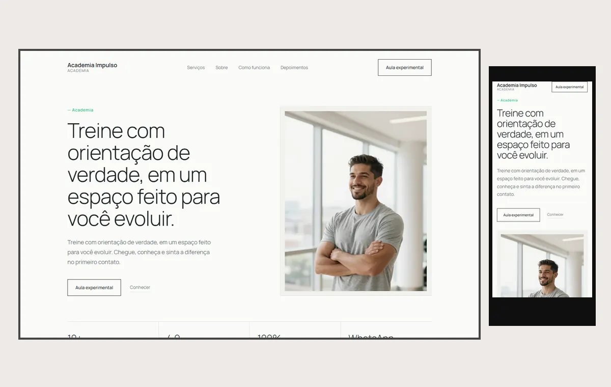 Site de academia no modelo Clean Nuvem