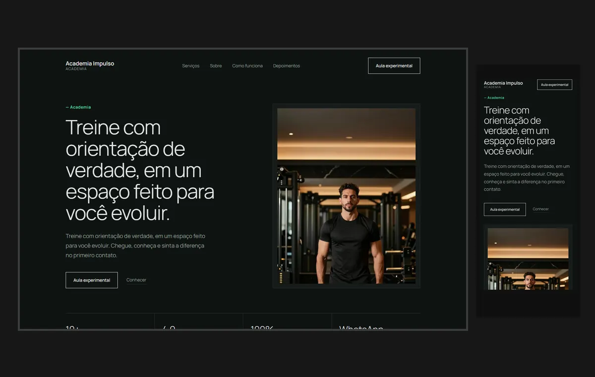 Site de academia no modelo Clean Grafite