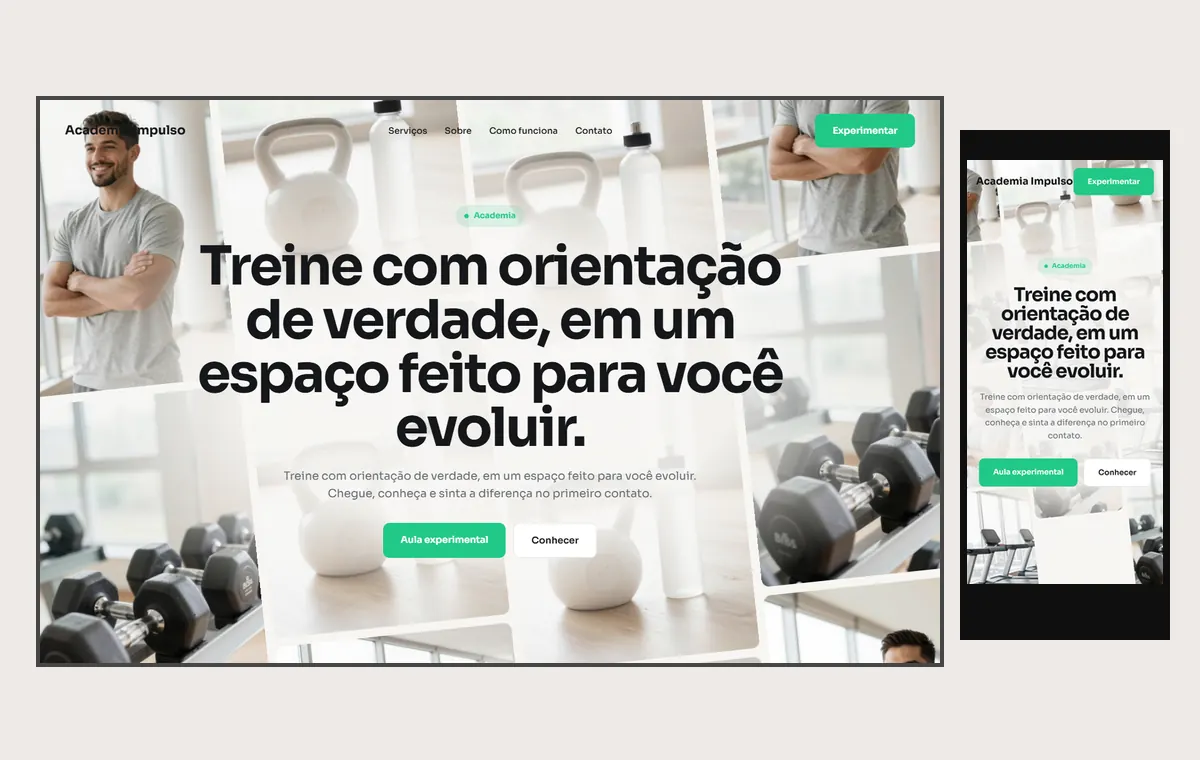 Site de academia no modelo Fluxo Brisa