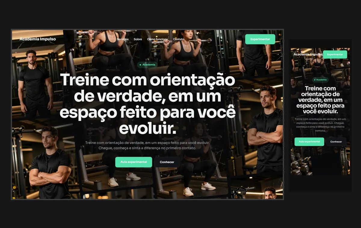 Site de academia no modelo Fluxo Noite