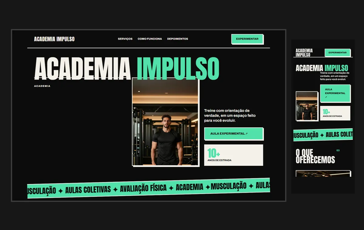 Site de academia no modelo Impacto Eclipse