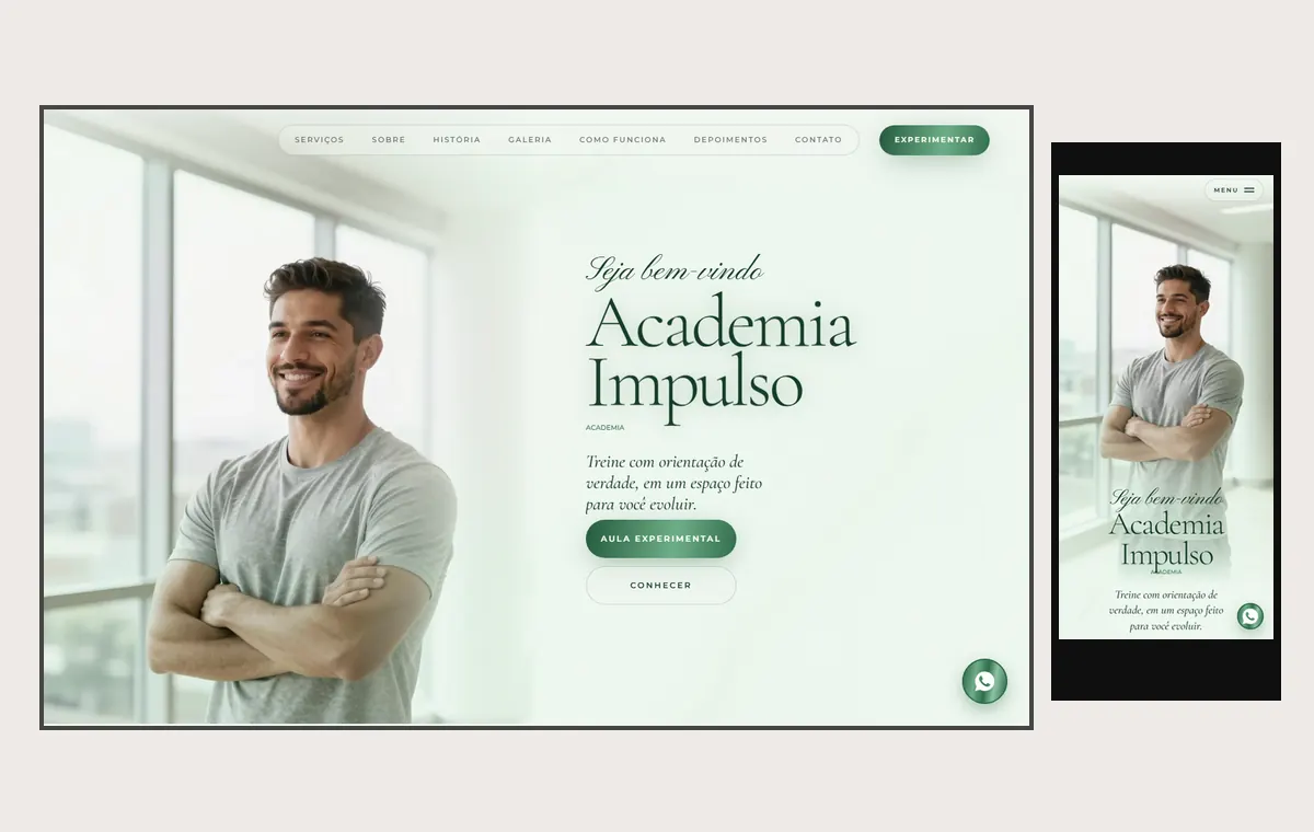 Site de academia no modelo Luxo Dia