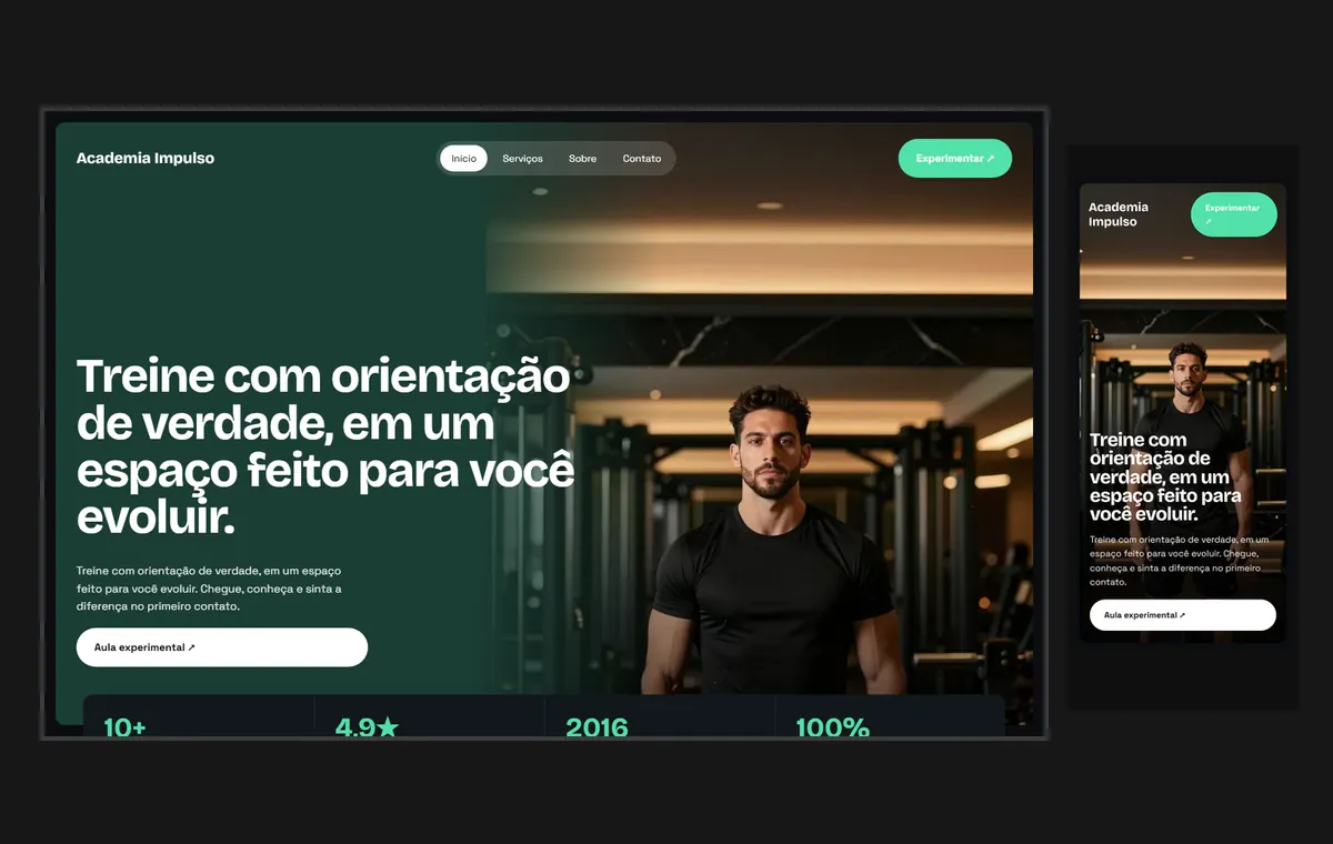 Site de academia no modelo Panorama Lua