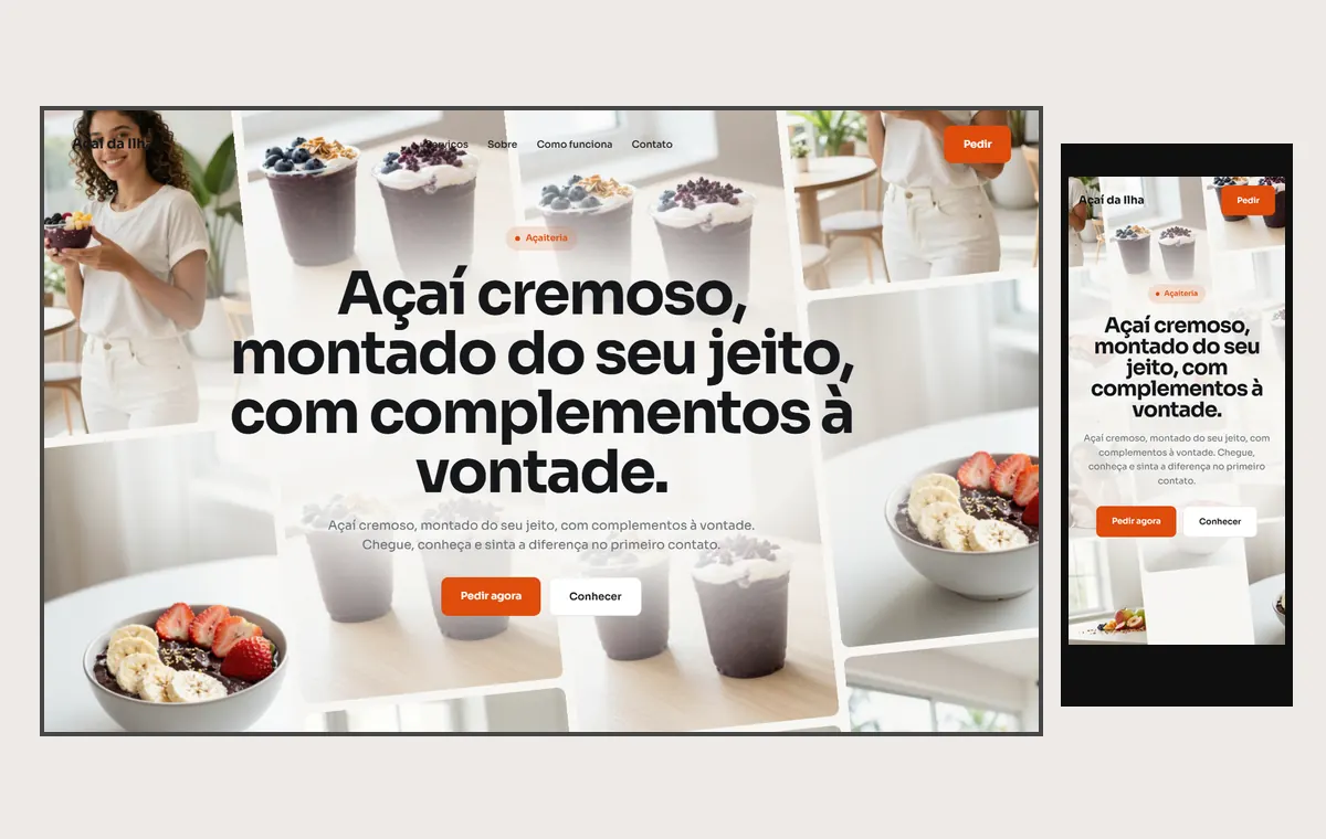 Site de açaí no modelo Fluxo Brisa