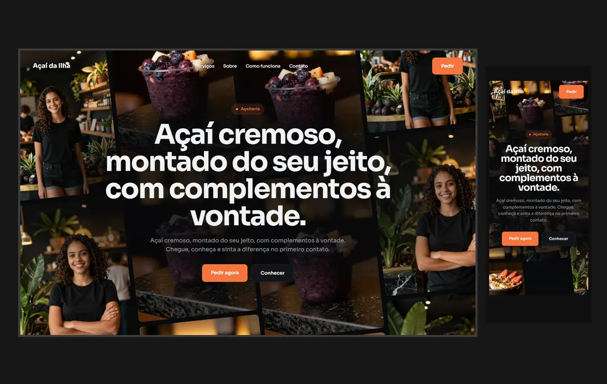 Site de açaí no modelo Fluxo Noite