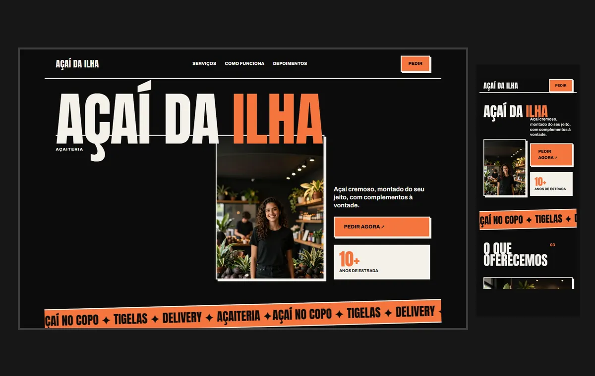 Site de açaí no modelo Impacto Eclipse