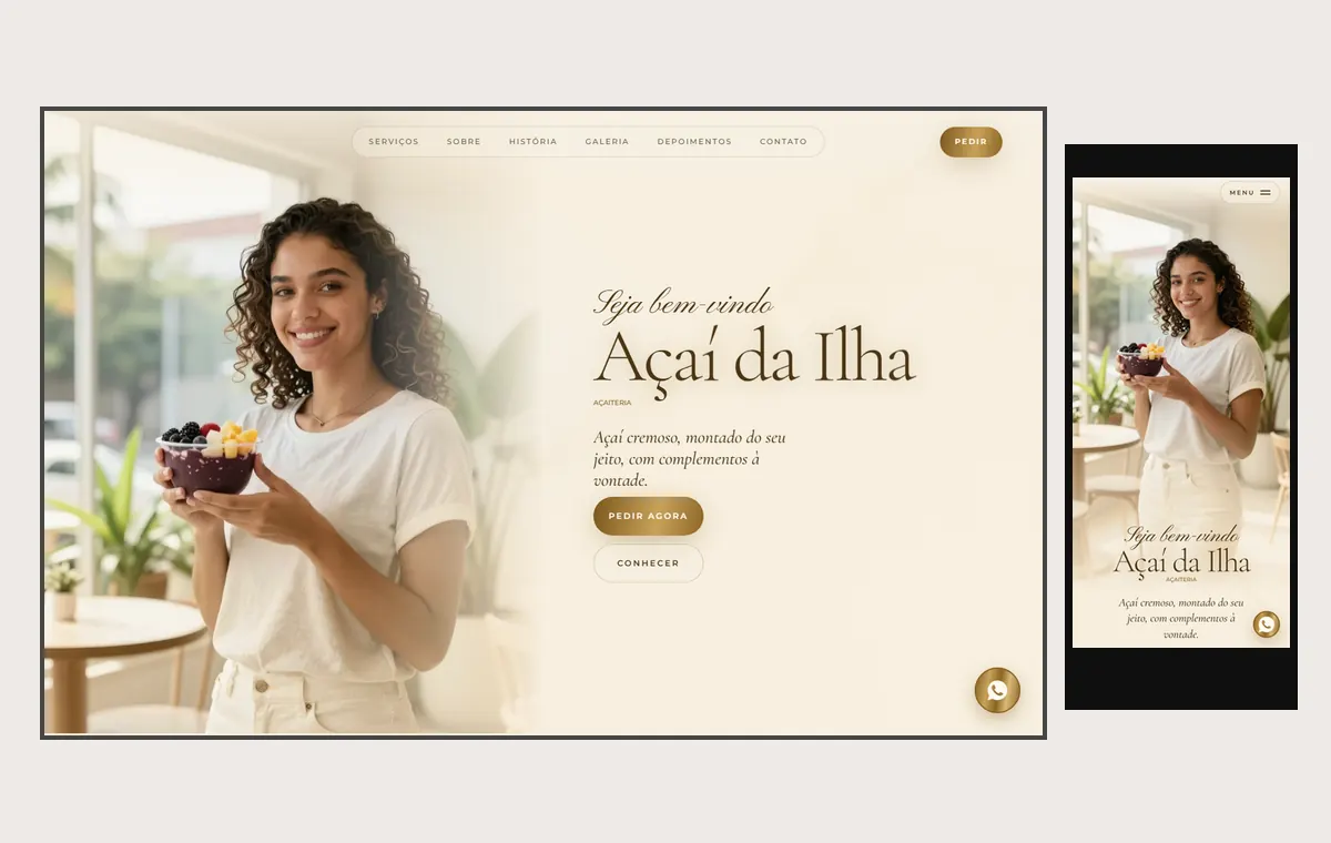 Site de açaí no modelo Luxo Dia