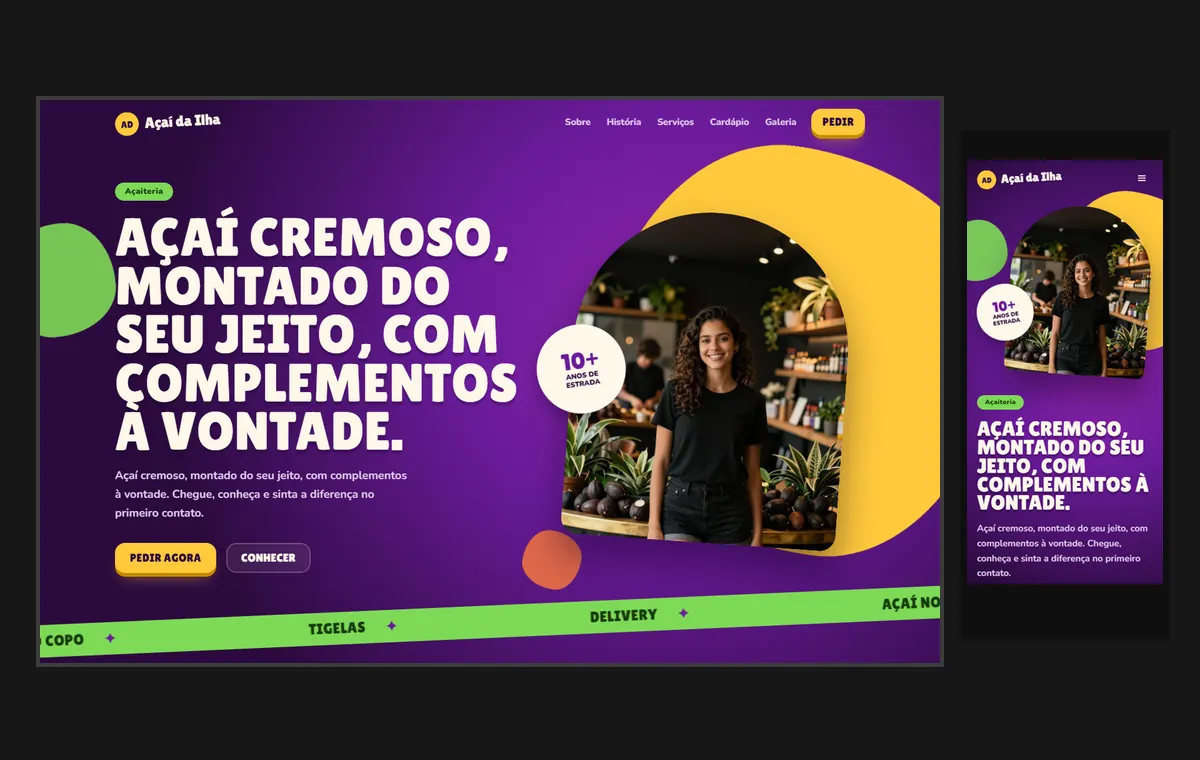 Site de escola de idiomas no modelo Tropical Noite
