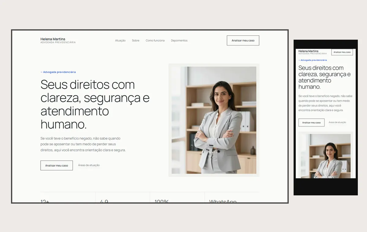 Site de advocacia no modelo Clean Nuvem