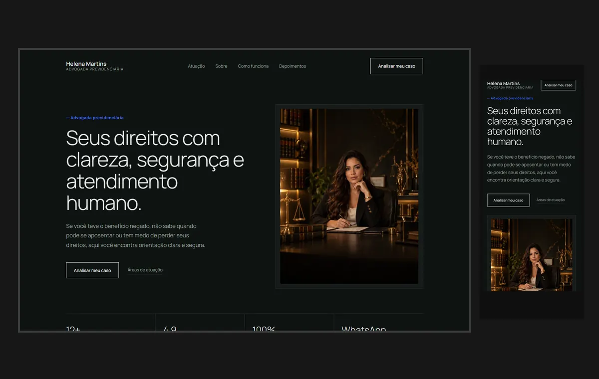 Site de advocacia no modelo Clean Grafite