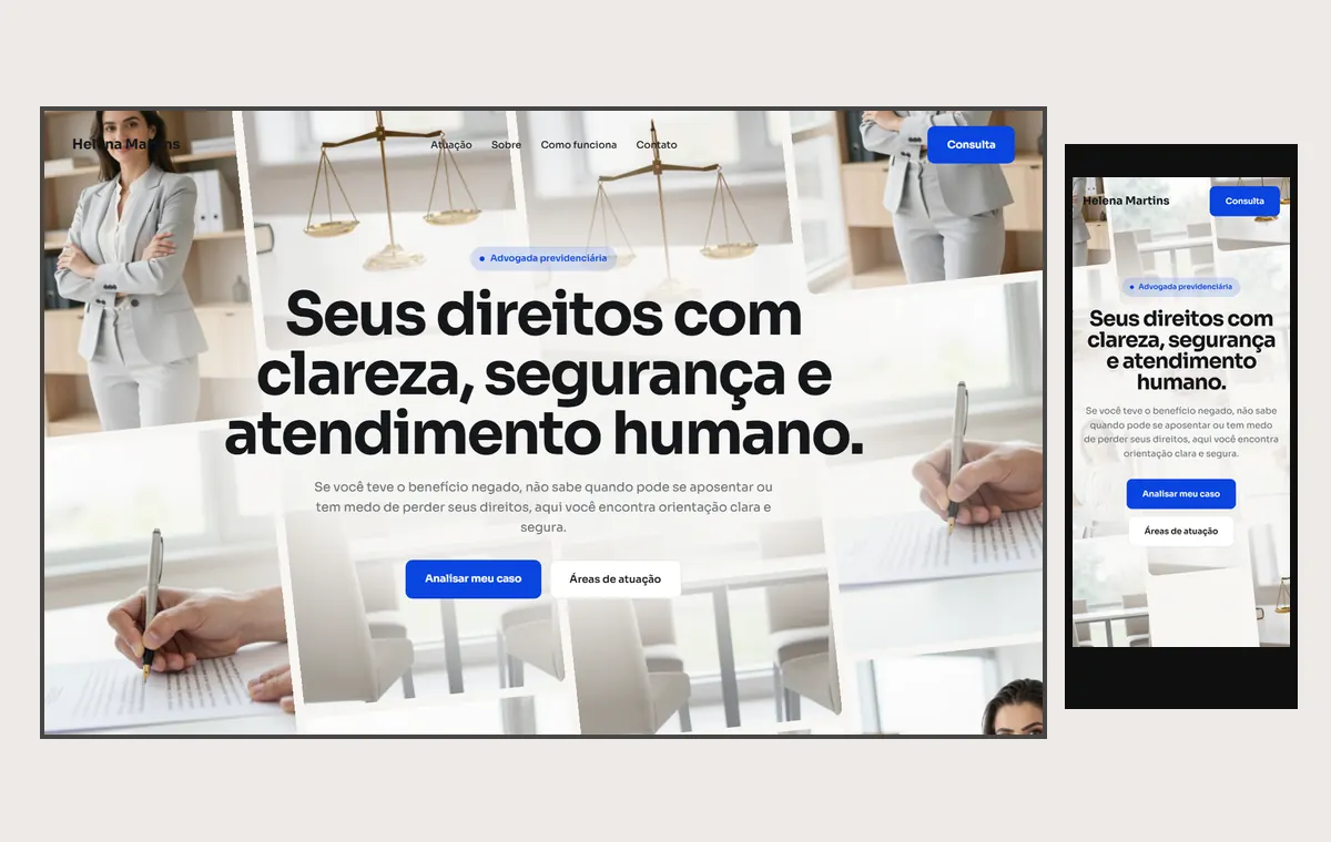 Site de advocacia no modelo Fluxo Brisa