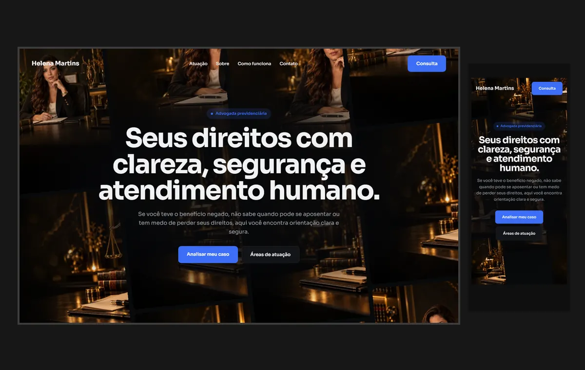 Site de advocacia no modelo Fluxo Noite