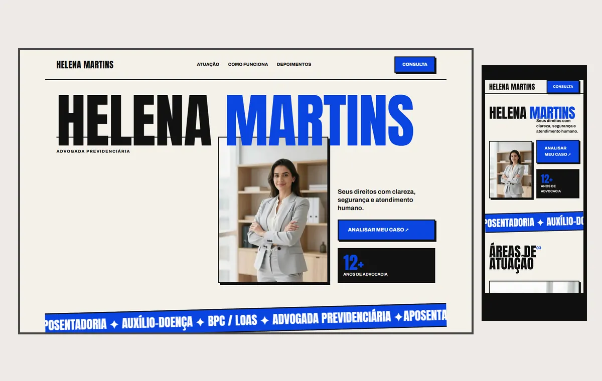 Site de advocacia no modelo Impacto Sol