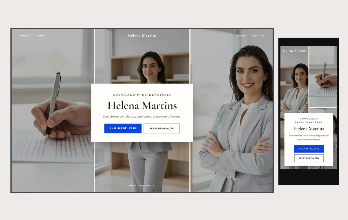 Site de advocacia no modelo Mosaico Areia