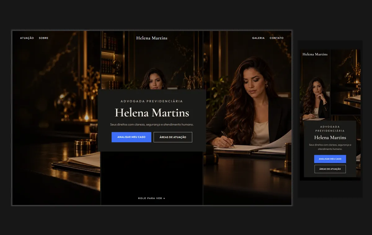 Site de advocacia no modelo Mosaico Carvão