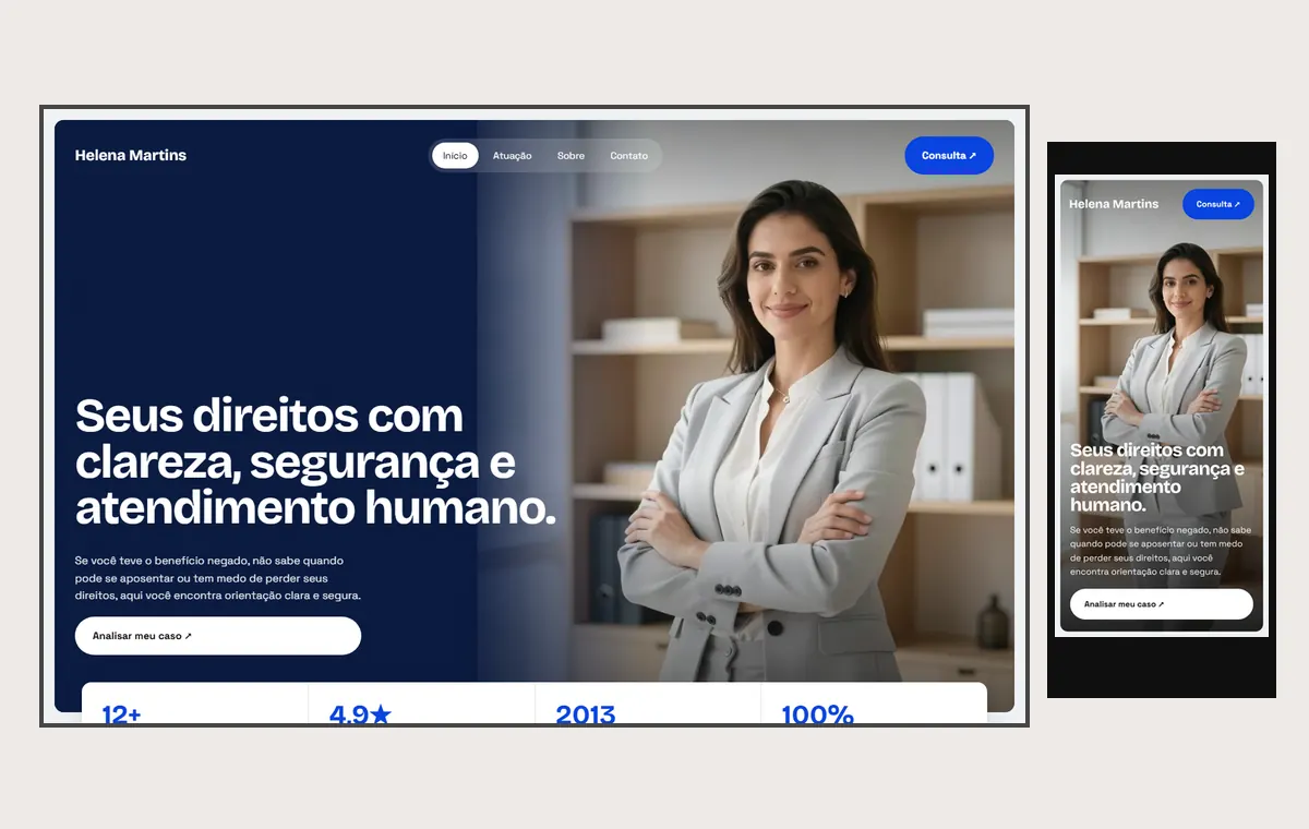 Site de advocacia no modelo Panorama Céu