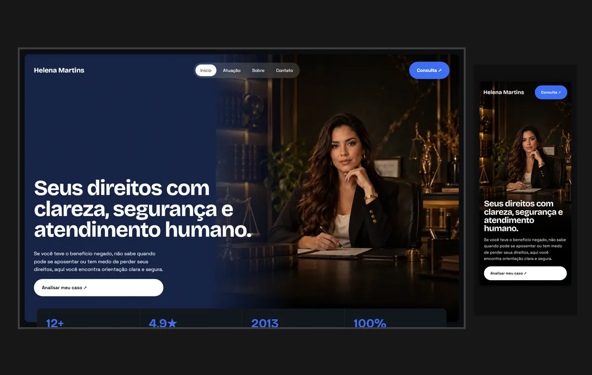 Site de advocacia no modelo Panorama Lua