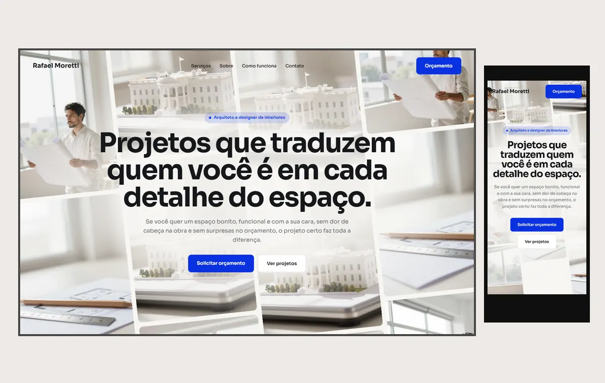 Site de arquitetura no modelo Fluxo Brisa