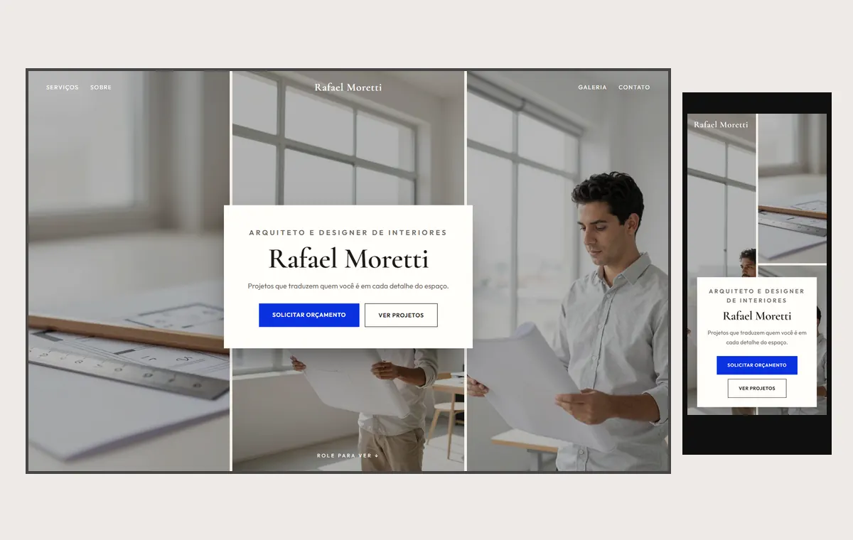 Site de arquitetura no modelo Mosaico Areia