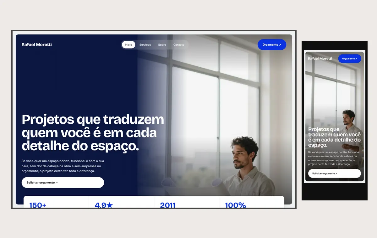 Site de arquitetura no modelo Panorama Céu