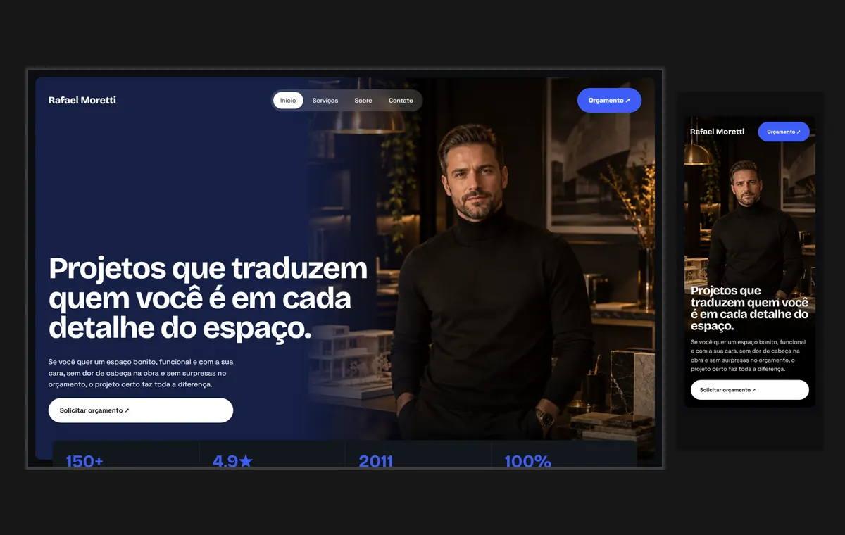 Site de arquitetura no modelo Panorama Lua