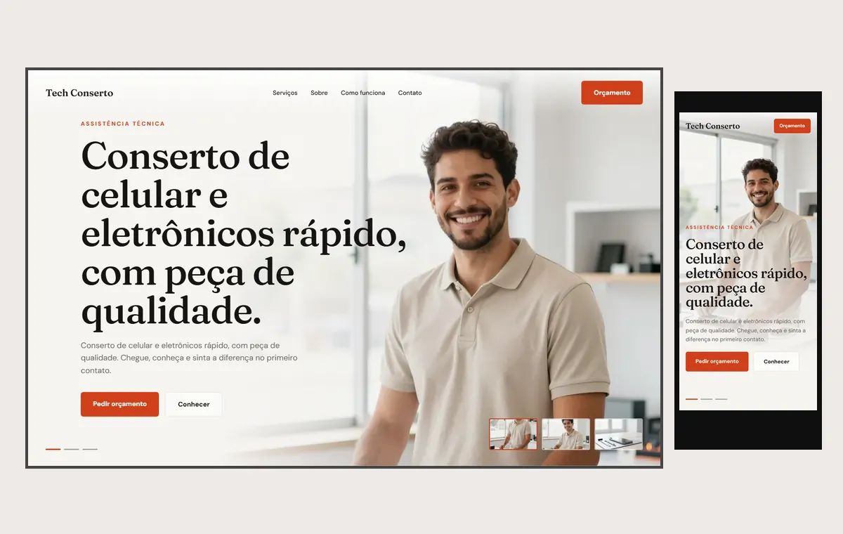 Site de assistência técnica no modelo Cinema Luz