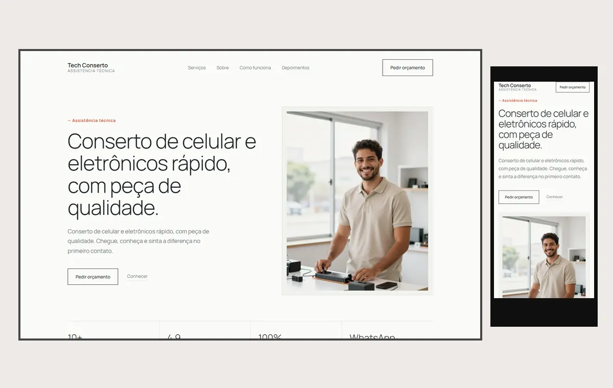 Site de assistência técnica no modelo Clean Nuvem