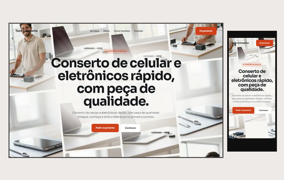 Site de assistência técnica no modelo Fluxo Brisa