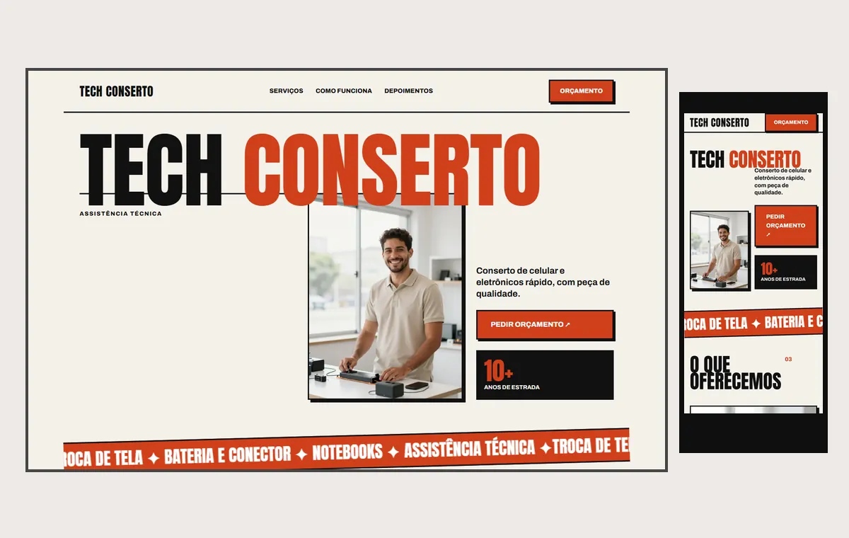 Site de assistência técnica no modelo Impacto Sol