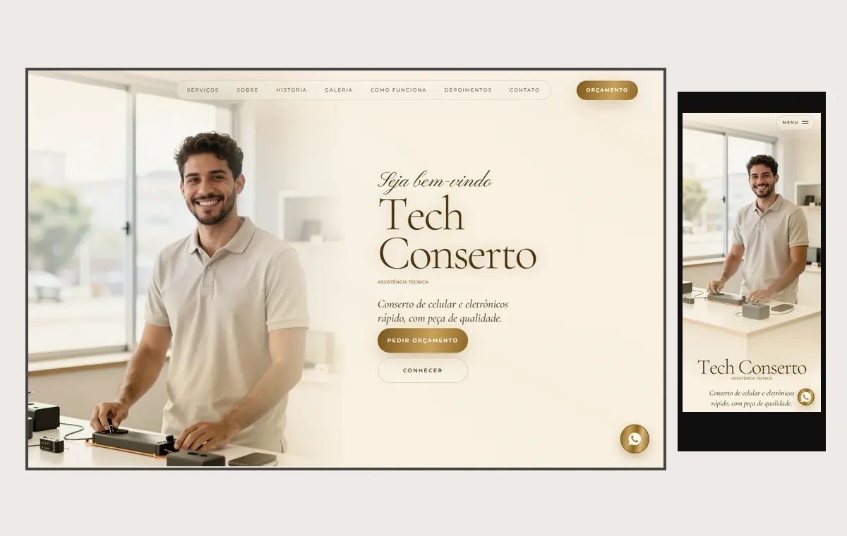 Site de assistência técnica no modelo Luxo Dia