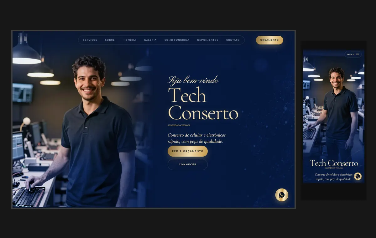 Site de assistência técnica no modelo Luxo Noite