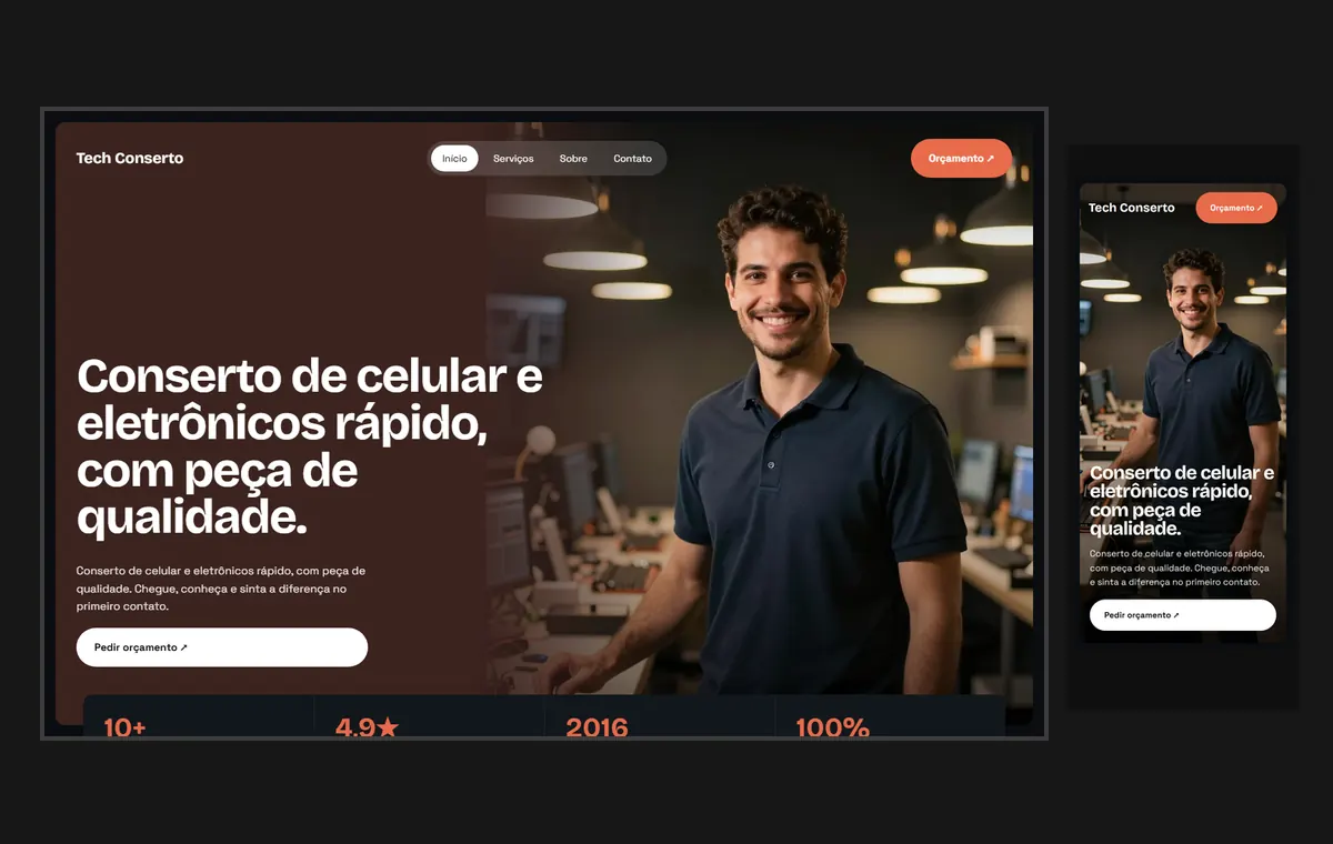 Site de assistência técnica no modelo Panorama Lua