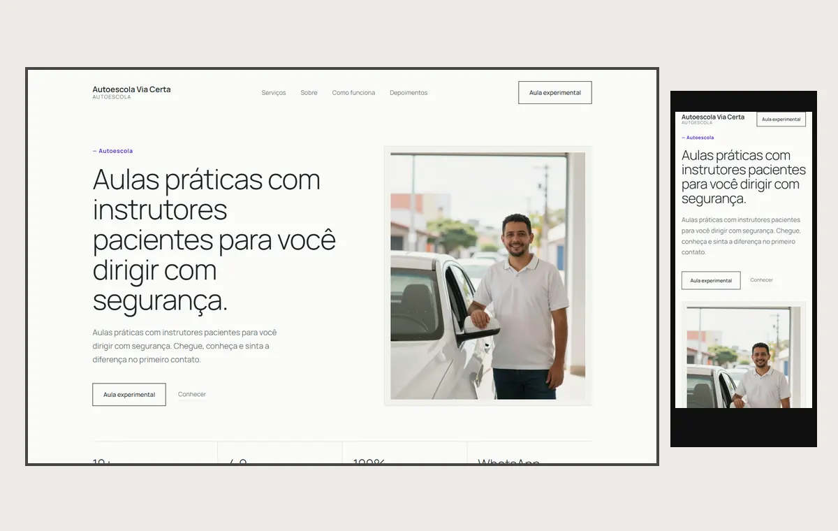 Site de autoescola no modelo Clean Nuvem