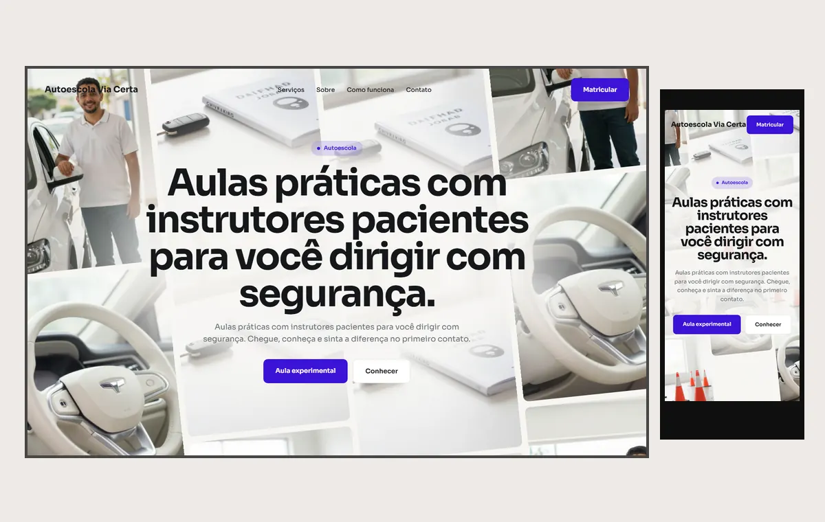 Site de autoescola no modelo Fluxo Brisa