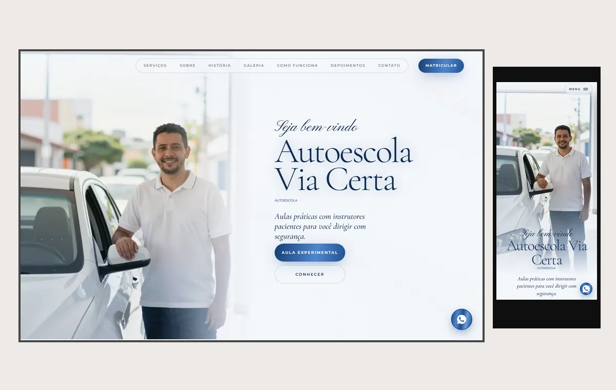 Site de autoescola no modelo Luxo Dia