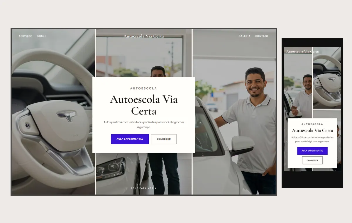 Site de autoescola no modelo Mosaico Areia