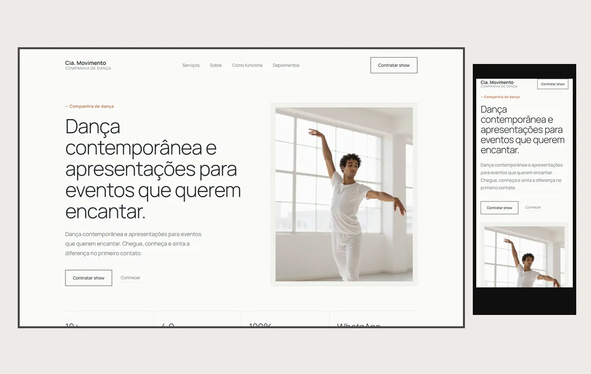 Site de dança (artista) no modelo Clean Nuvem