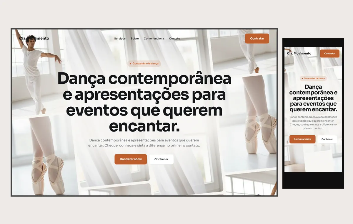 Site de dança (artista) no modelo Fluxo Brisa