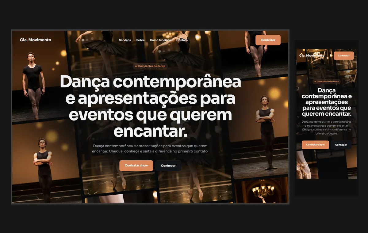 Site de dança (artista) no modelo Fluxo Noite