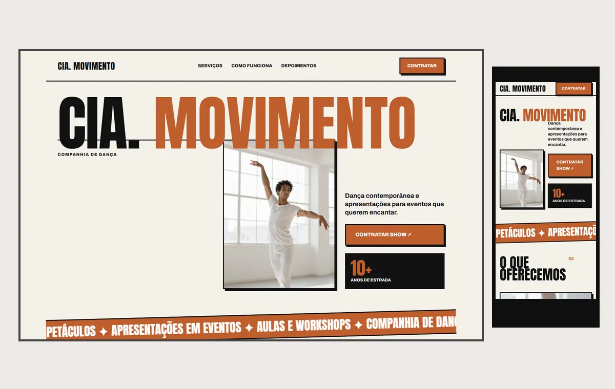 Site de dança (artista) no modelo Impacto Sol