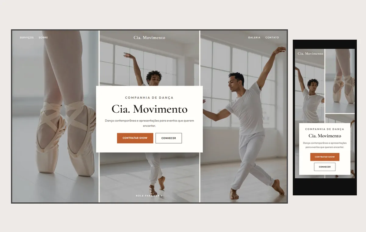 Site de dança (artista) no modelo Mosaico Areia