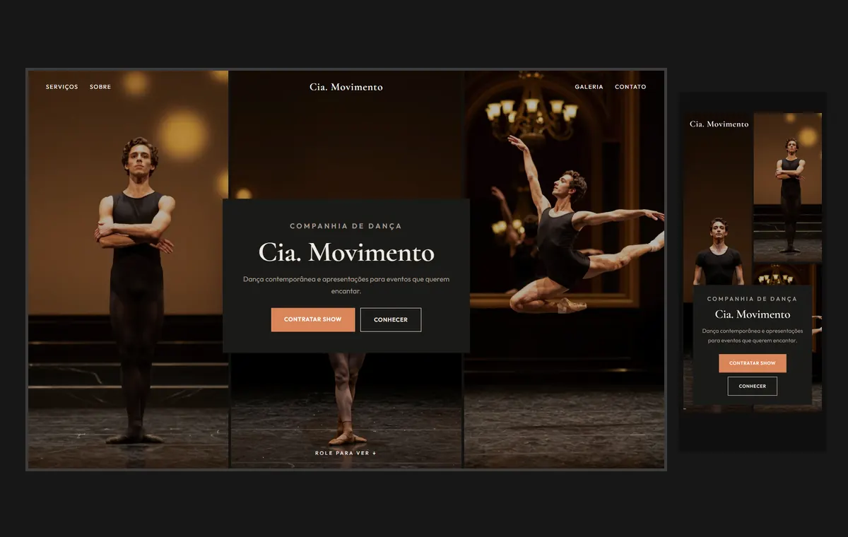Site de dança (artista) no modelo Mosaico Carvão