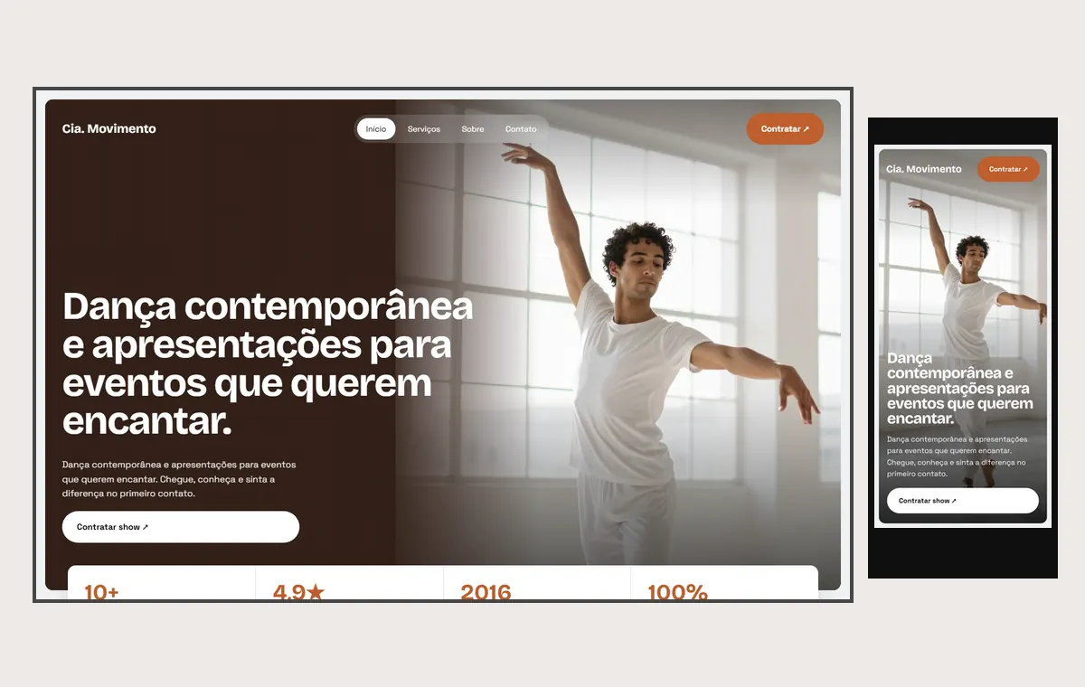 Site de dança (artista) no modelo Panorama Céu