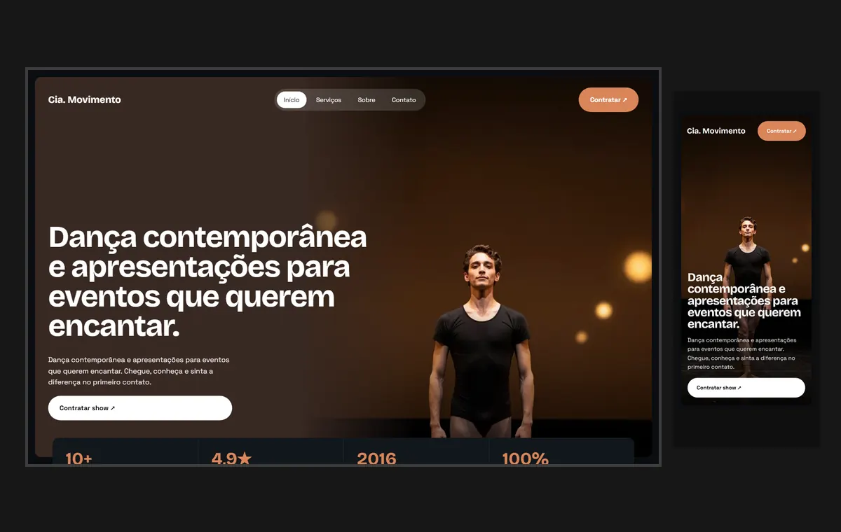 Site de dança (artista) no modelo Panorama Lua