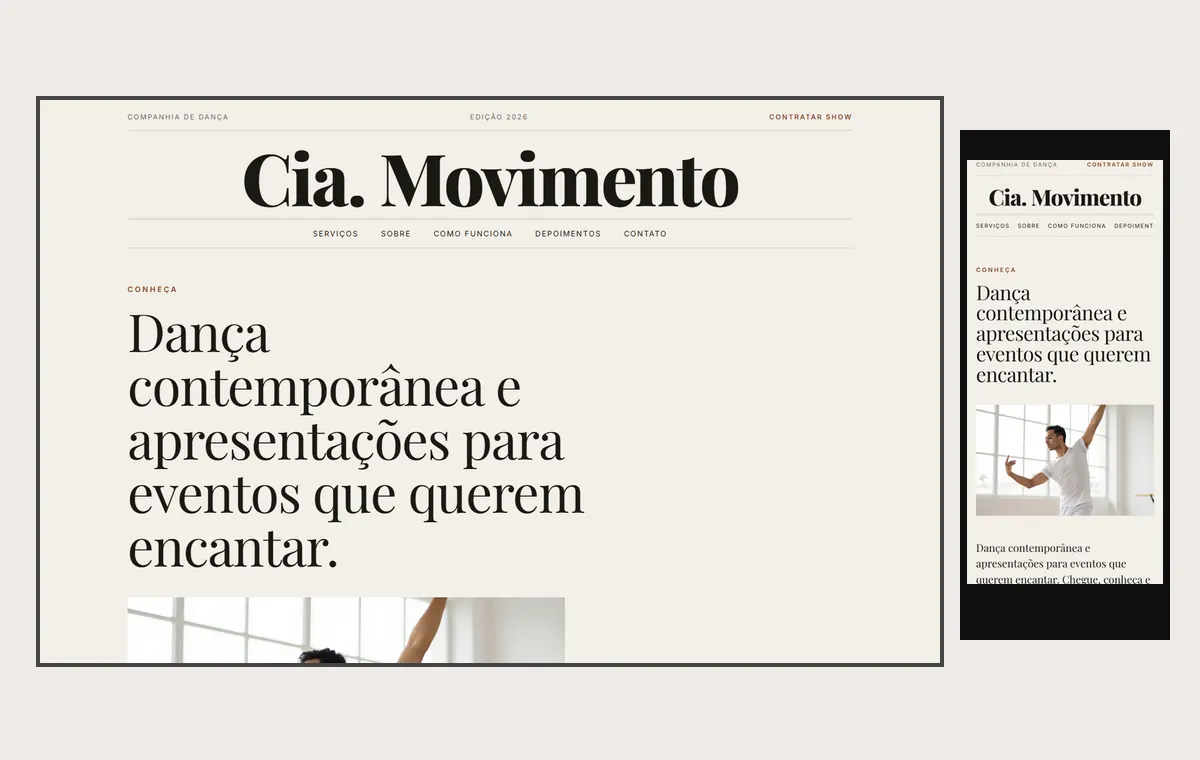 Site de dança (artista) no modelo Revista Linho