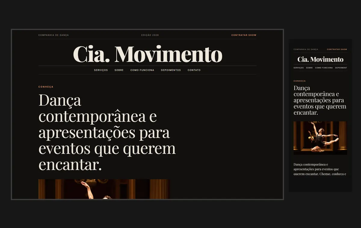 Site de dança (artista) no modelo Revista Ébano