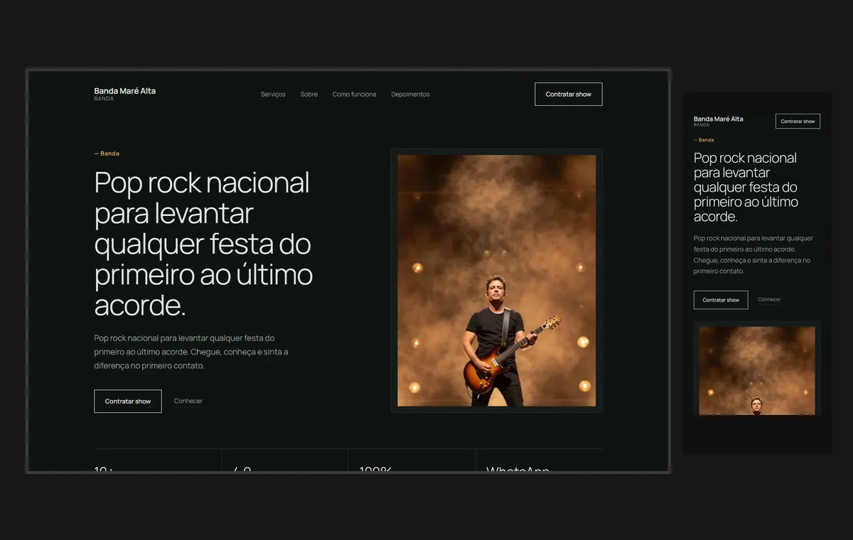 Site de banda no modelo Clean Grafite